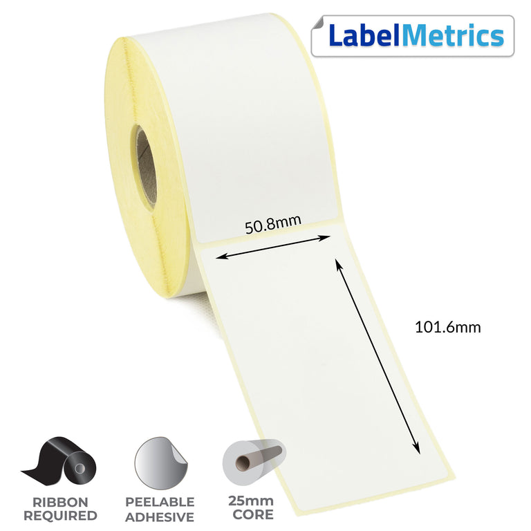 50.8 x 101.6mm Thermal Transfer Labels - Removable Adhesive