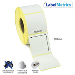 50.8 x 50.8mm Direct Thermal Labels - Removable Adhesive