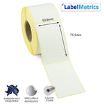 50.8 x 75.5mm Direct Thermal Labels - Removable Adhesive