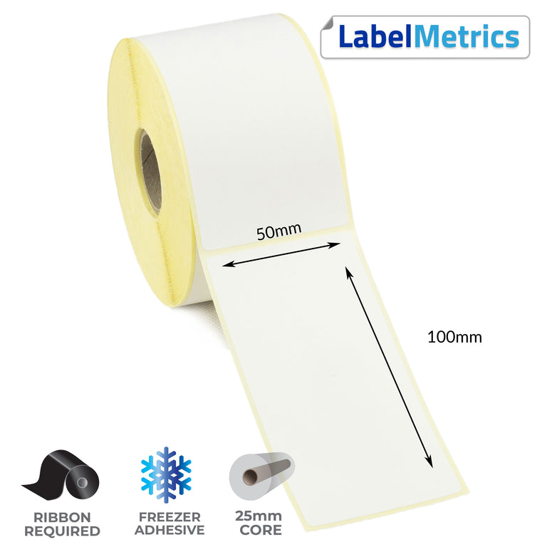 50 x 100mm Thermal Transfer Labels - Freezer Adhesive