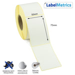 50 x 75mm Direct Thermal Labels - Removable Adhesive