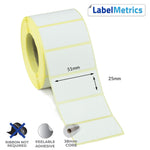 51 x 25mm Direct Thermal Labels - Removable Adhesive