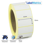 51 x 32mm Direct Thermal Labels - Permanent Adhesive