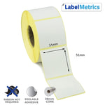 51 x 51mm Direct Thermal Labels - Removable Adhesive