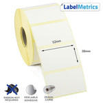 52 x 38mm Direct Thermal Labels - Removable Adhesive