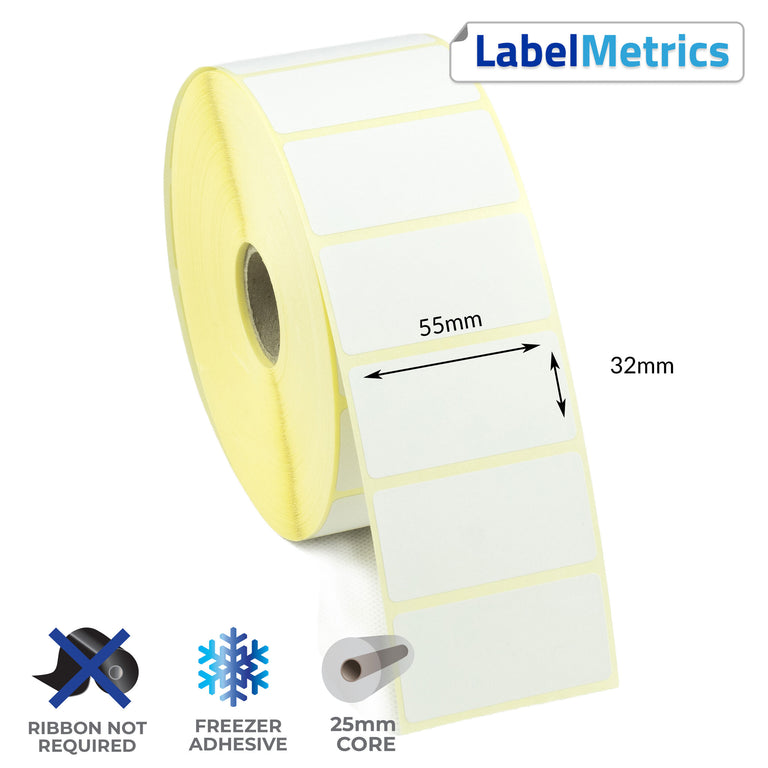 55 x 32mm Direct Thermal Labels - Freezer Adhesive
