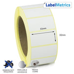 55 x 32mm Direct Thermal Labels - Removable Adhesive