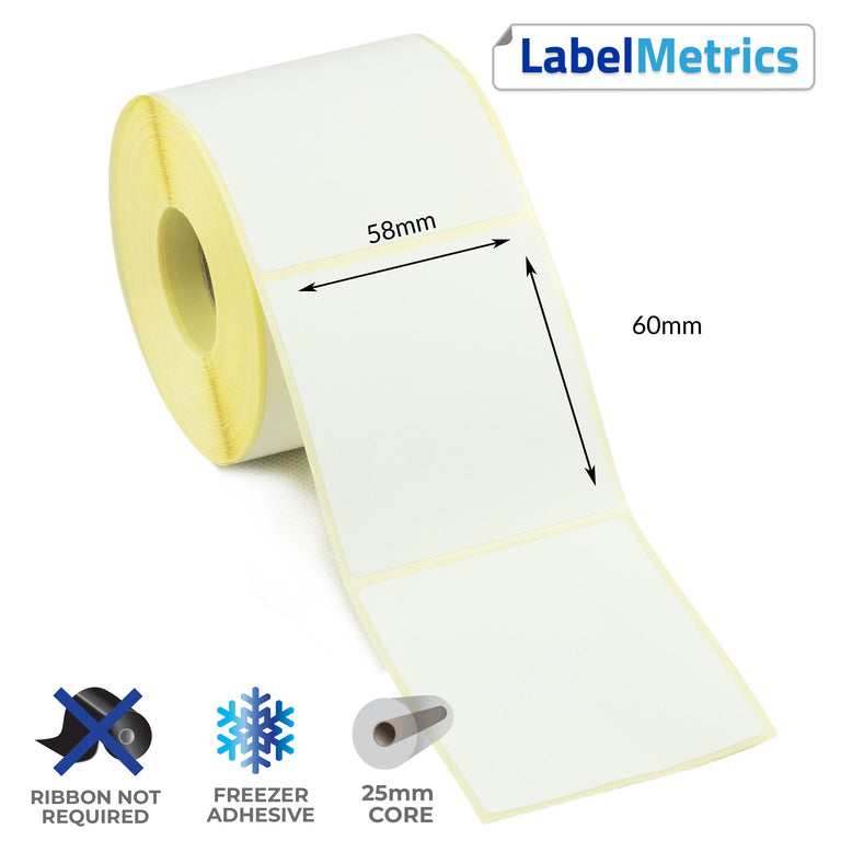 58 x 60mm Direct Thermal Labels - Freezer Adhesive