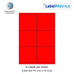 Matt Red (Pantone 032) A4 Laser Labels - Inkjet Labels - 6 Per Sheet (99.1mm x 93.1mm) LL06