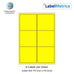 Pantone Yellow A4 Laser Labels - Inkjet Labels - 6 Per Sheet (99.1mm x 93.1mm) LL06