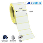 60 x 25mm Direct Thermal Labels - Removable Adhesive