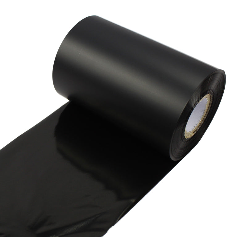 110mm x 450m Black Thermal Transfer Full Resin Grade Ribbons. Outside Wound. For synthetic material.