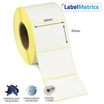 60 x 45mm Direct Thermal Labels - Permanent Adhesive