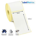 70 x 125mm Direct Thermal Labels - Removable Adhesive