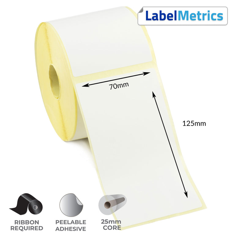 70 x 125mm Thermal Transfer Labels - Removable Adhesive