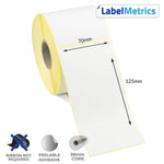 70 x 125mm Direct Thermal Labels - Removable Adhesive