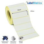 70 x 23mm Direct Thermal Labels - Removable Adhesive