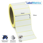 70 x 23mm Direct Thermal Labels - Removable Adhesive