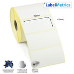 70 x 41mm Direct Thermal Labels - Removable Adhesive