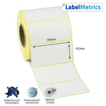 70 x 41mm Direct Thermal Labels - Permanent Adhesive