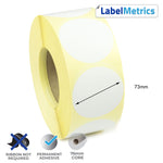 73mm Diameter Direct Thermal Labels - Permanent Adhesive