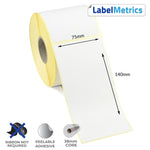 75 x 140mm Direct Thermal Labels - Removable Adhesive