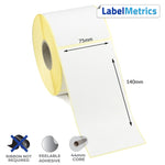 75 x 140mm Direct Thermal Labels - Removable Adhesive