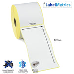 75 x 149mm Direct Thermal Labels - Freezer Adhesive