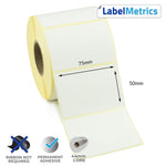 75 x 50mm Direct Thermal Labels - Permanent Adhesive