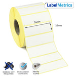 76 x 25mm Direct Thermal Labels - Permanent Adhesive