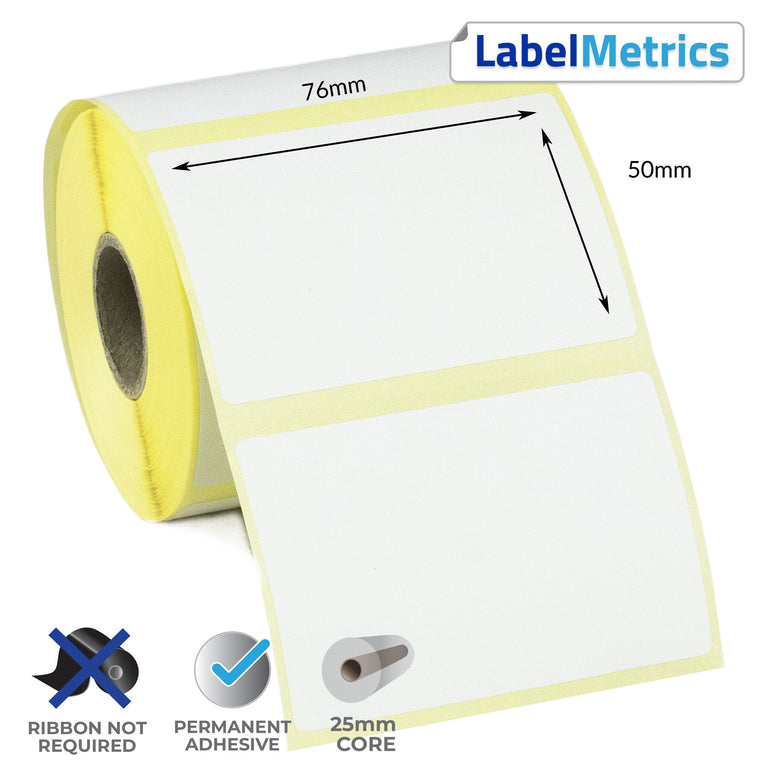 76 x 50mm Direct Thermal Labels - Permanent Adhesive