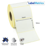 76 x 50mm Direct Thermal Labels - Removable Adhesive