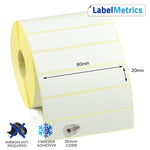 80 x 20mm Direct Thermal Labels - Freezer Adhesive