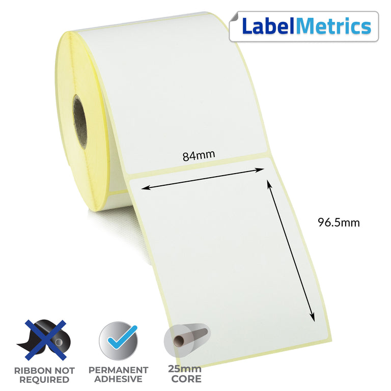 84 x 96.5mm Direct Thermal Labels - Permanent Adhesive