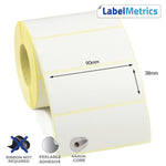 90 x 38mm Direct Thermal Labels - Removable Adhesive