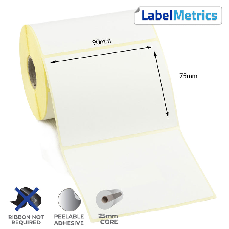 90 x 75mm Direct Thermal Labels - Removable Adhesive