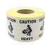 Caution Heavy, printed shipping labels. 100mm x 75mm, permanent adhesive.