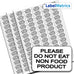 Please do not eat, non food product. 65 labels per A4 sheet, permanent adhesive.