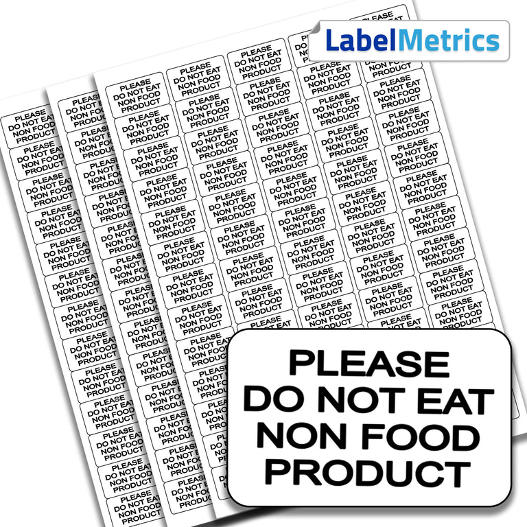 Please do not eat, non food product. 65 labels per A4 sheet, permanent adhesive.